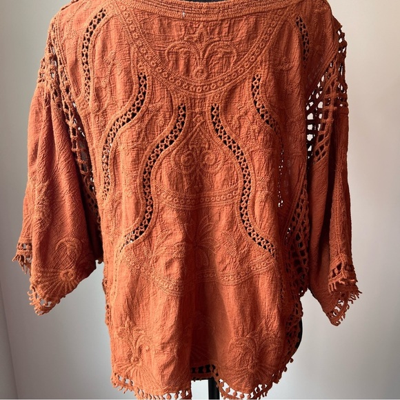 Ultra Pink Crochet Lace Blouse - Rust - Picture 5 of 9